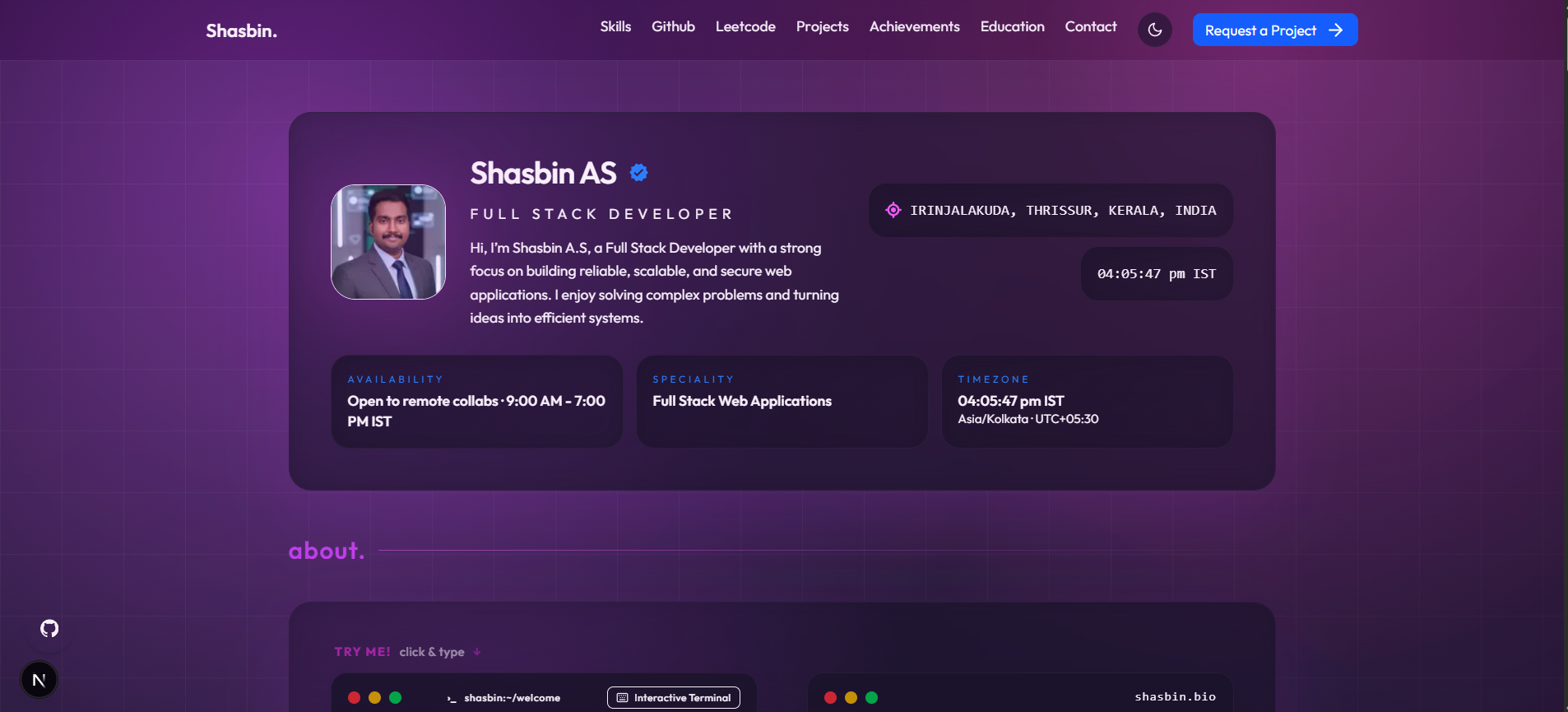 Next.js Modern Portfolio Website